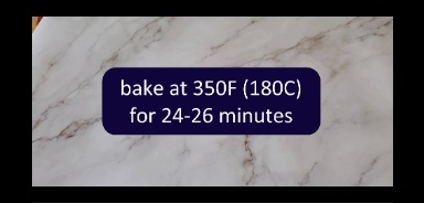 instructions to bake in oven at 350F or 180 C for 24-26 minutes to make dark chocolate brownies