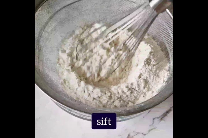 dry ingredients are sifted using whisk
