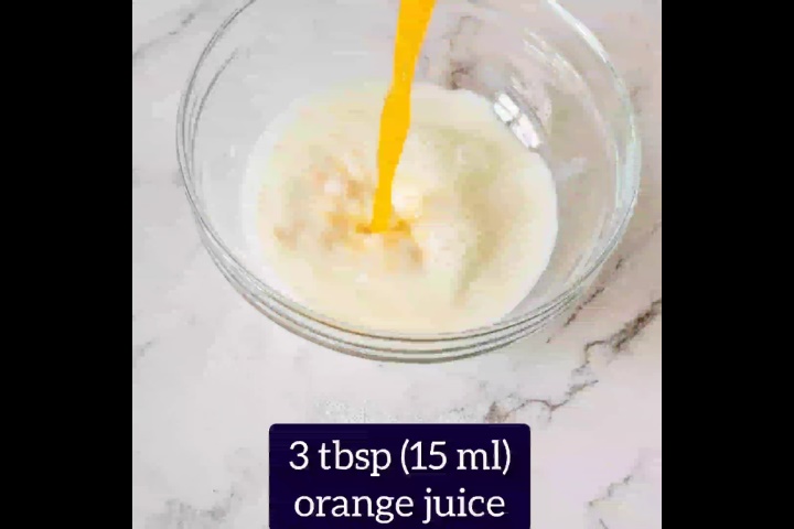 orange juice is added to milk.