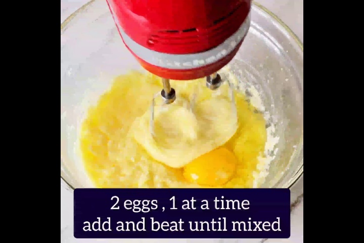 eggs are added to butter and sugar to make orange loaf cake batter