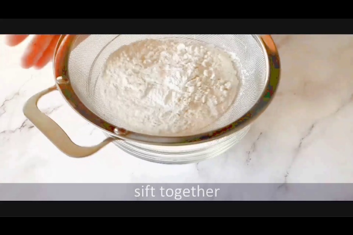 sift flour, baking powder and salt to make marble loaf cake