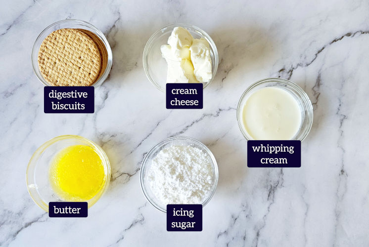 ingredients for 5 ingredient no bake cheesecake