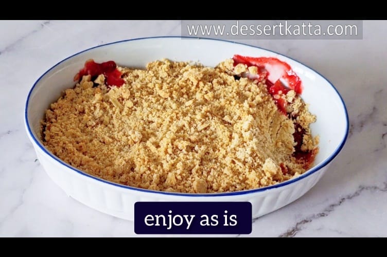 serve strawberry crumble hot