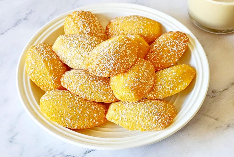 Starbucks madeleines placed on serving plate