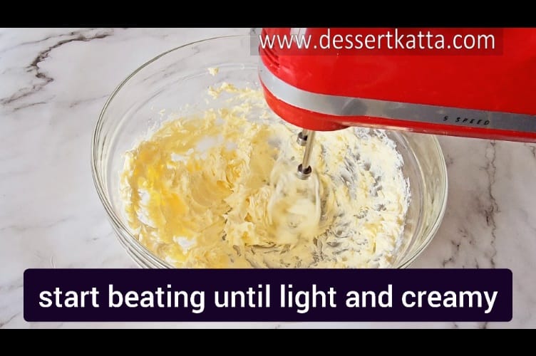 beating butter with hand beater until light and creamy